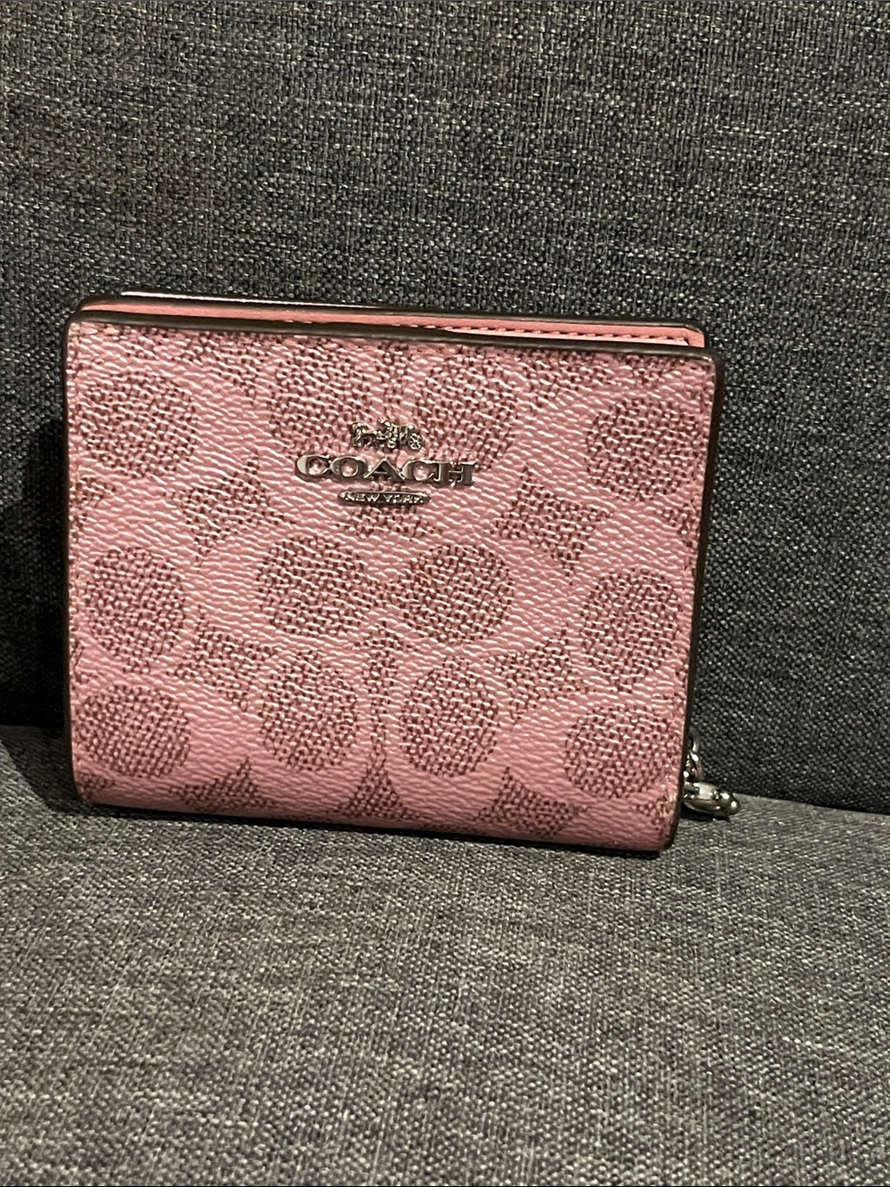 Coach Pink Signature Zip Around Wallet